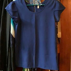 Japna blue short sleeve blouse with zip back